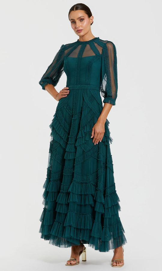 Mac Duggal 8251 - High Neck Ruffle A-Line Evening Gown