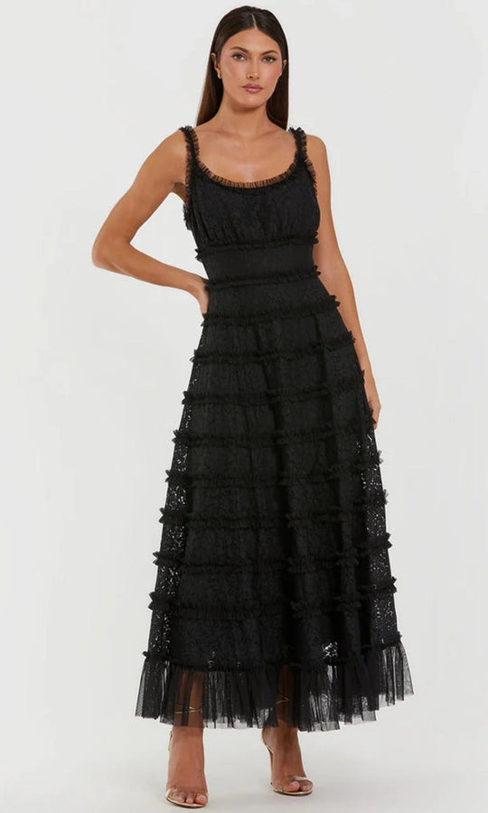 Mac Duggal 8372 - Floral Lace Scoop Neckline Dress