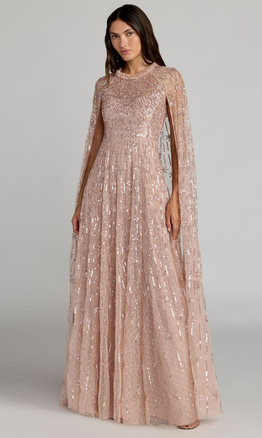 Mac Duggal 8415 - Sequined Cape Overlay Evening Gown