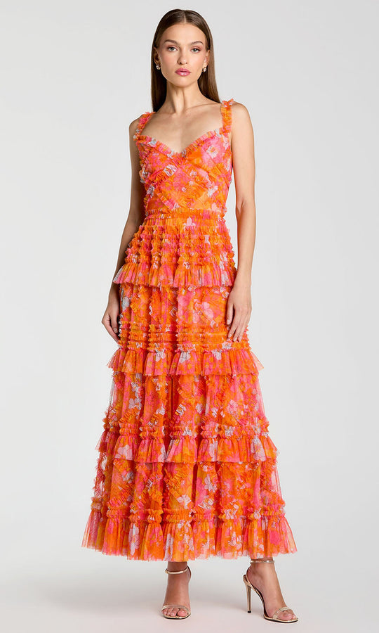 Mac Duggal 8475 - Floral Ruffle Sweetheart Long Gown