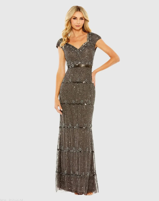 Mac Duggal Evening - 9089D Beaded And Sequined Column Gown