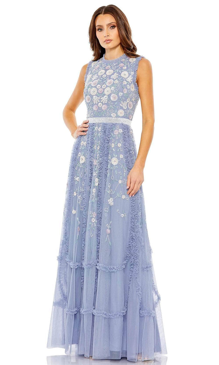 Mac Duggal 9137 - Floral Evening Dress Special Occasion Dress 2 / Slate Blue