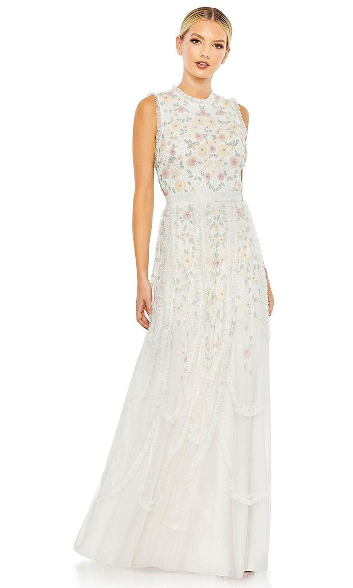 Mac Duggal 9137 - Floral High Neck Evening Dress Special Occasion Dress 2 / Ivory Multi