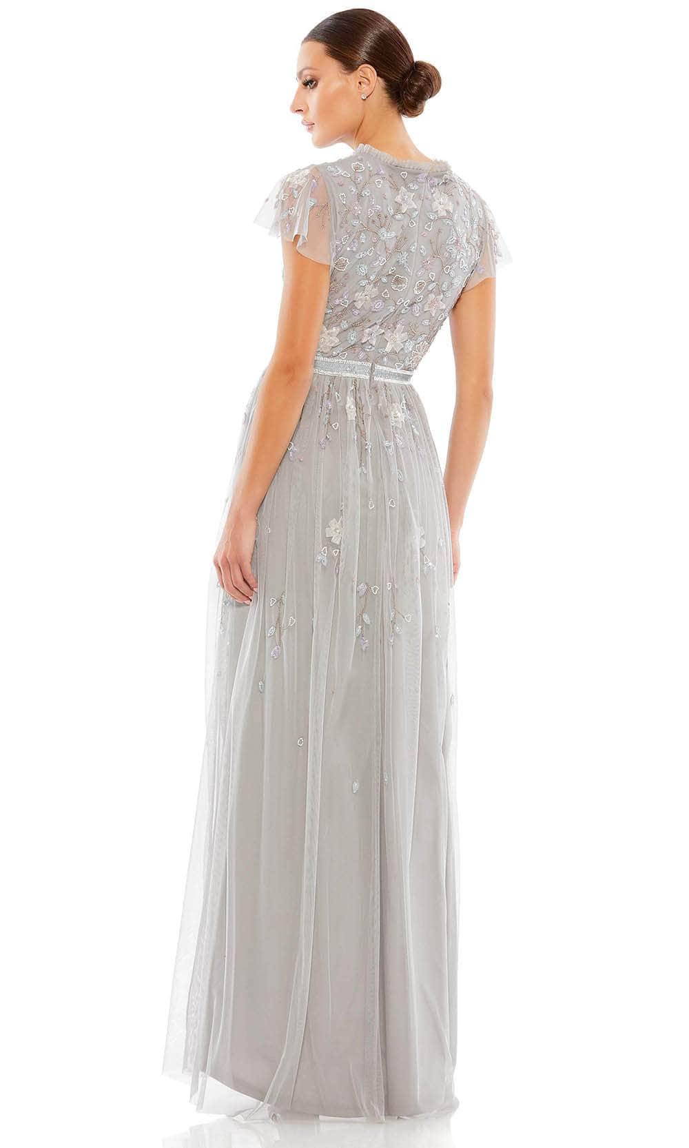 Mac Duggal Style 9199 Flutter Sleeve A Line Dress With Ruffle And Floral Detail Dress
