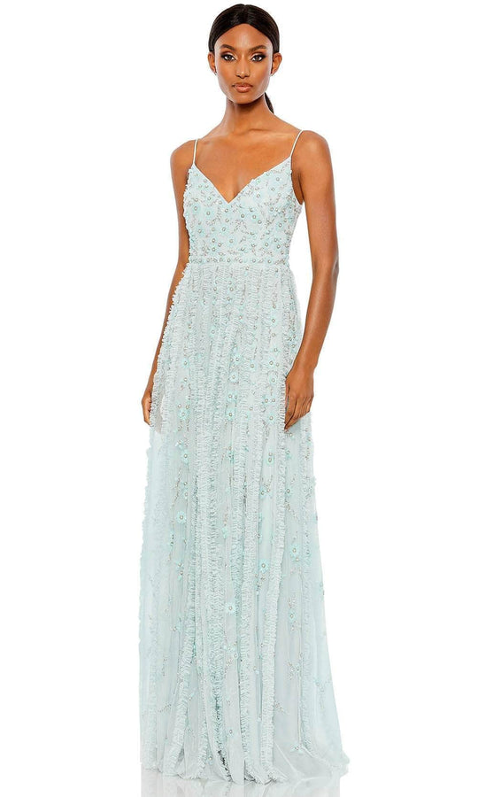 Mac Duggal 9166 - V-Neck Ruffled Prom Gown