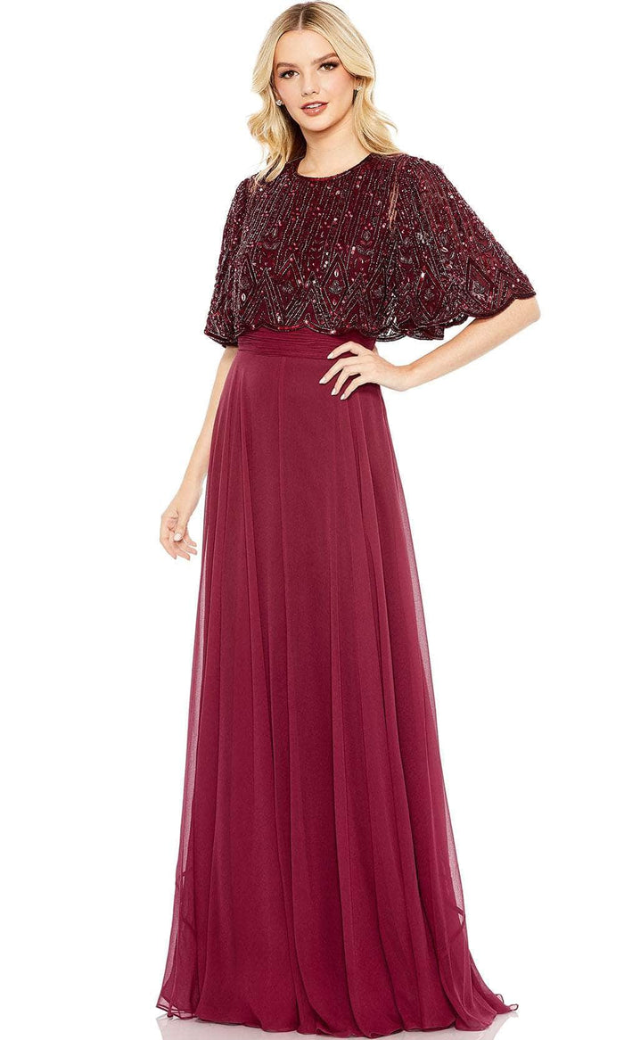 Mac Duggal 9181 - Jewel Cape Formal Dress Special Occasion Dress 4 / Aubergine