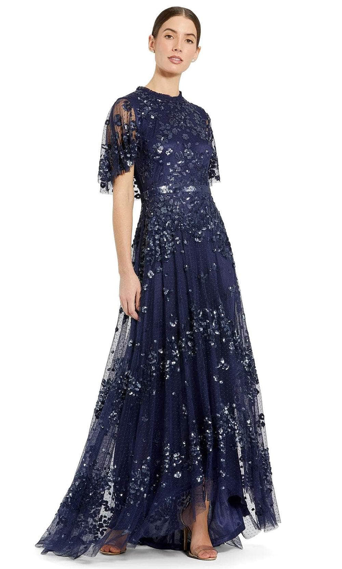 Mac Duggal 9192 - Sequin Sheer Sleeve Evening Gown Evening Dresses 4 / Midnight