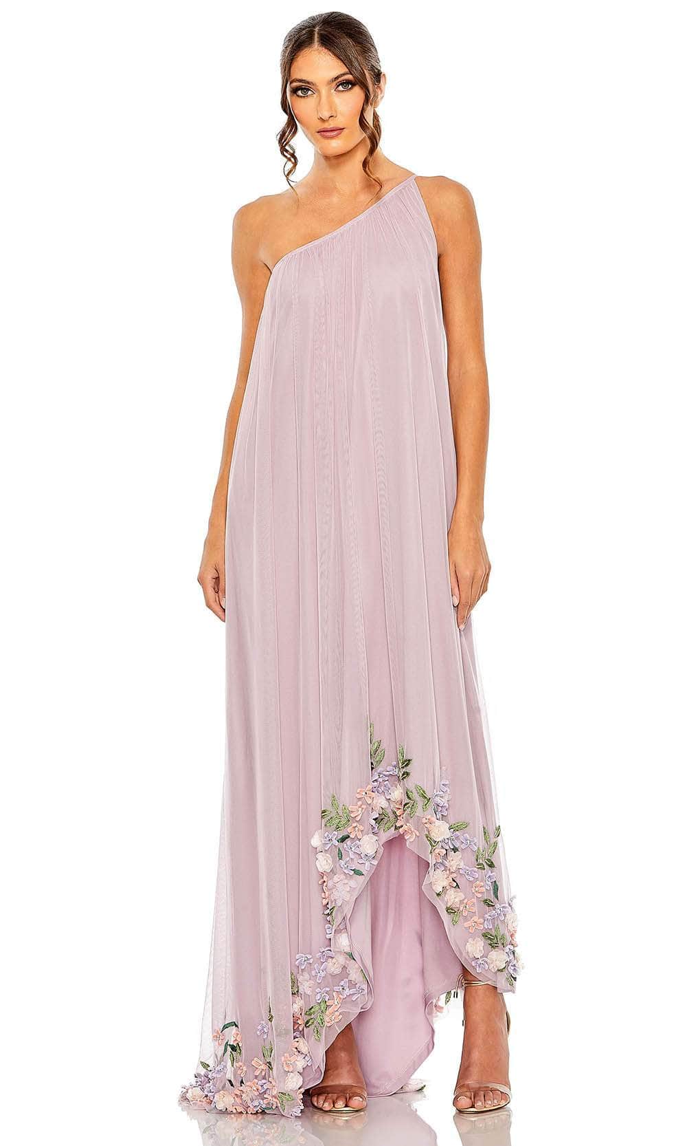 Mac Duggal One-Shoulder Embellished High-Low Gown - Orchid Multi Mac Duggal One-Shoulder Embellished High-Low Gown - Orchid Multi