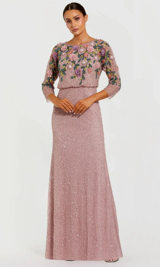 Mac Duggal 9341 - Dimensional Floral Bateau Evening Gown