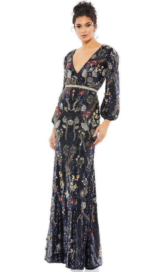 Mac Duggal 93546 - V-Neck Multi Beaded Evening Gown