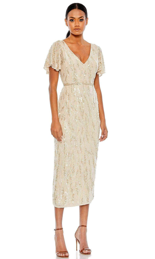 Mac Duggal 93591 - Plunging Neck Sheath Midi Dress