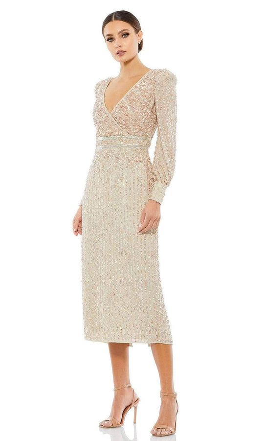 Mac Duggal - 93593 Sequin V Neck Midi Column Dress