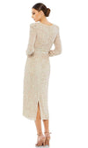mac duggal sequin v-neck midi dress Silver Sequin V-neck Gown