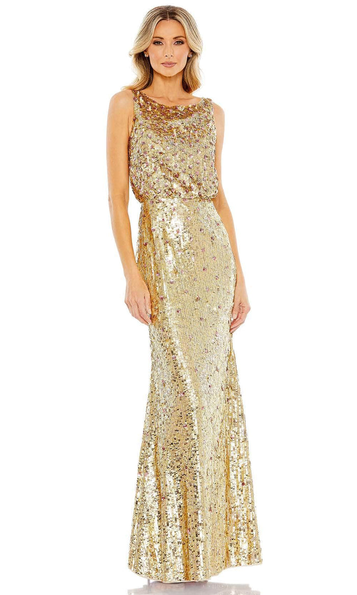 Mac Duggal 93645 - Sequined Sleeveless High Neck Dress Evening Dresses 4 / Gold