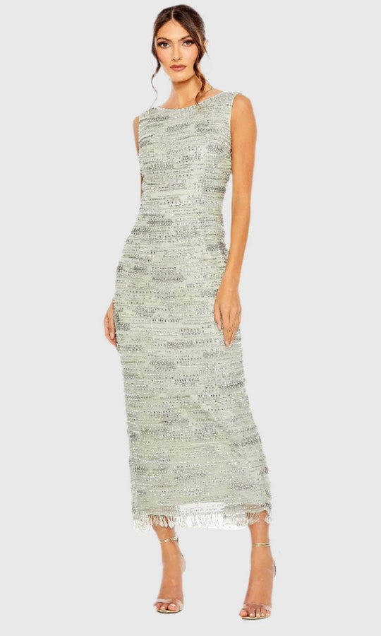 Mac Duggal 93834 - Sleeveless Bead Embellished Tea-Length Dress