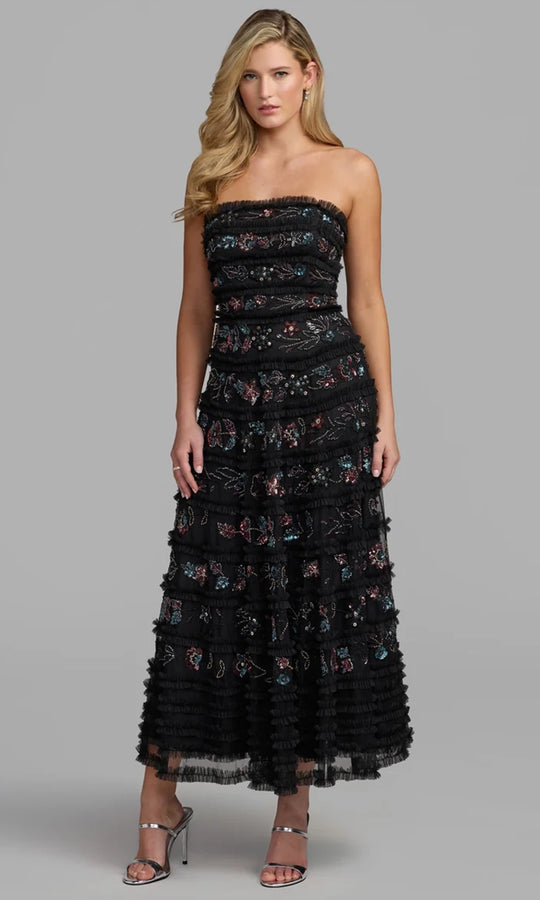 Mac Duggal 9388 - Embellished Ruffled Midi Dress