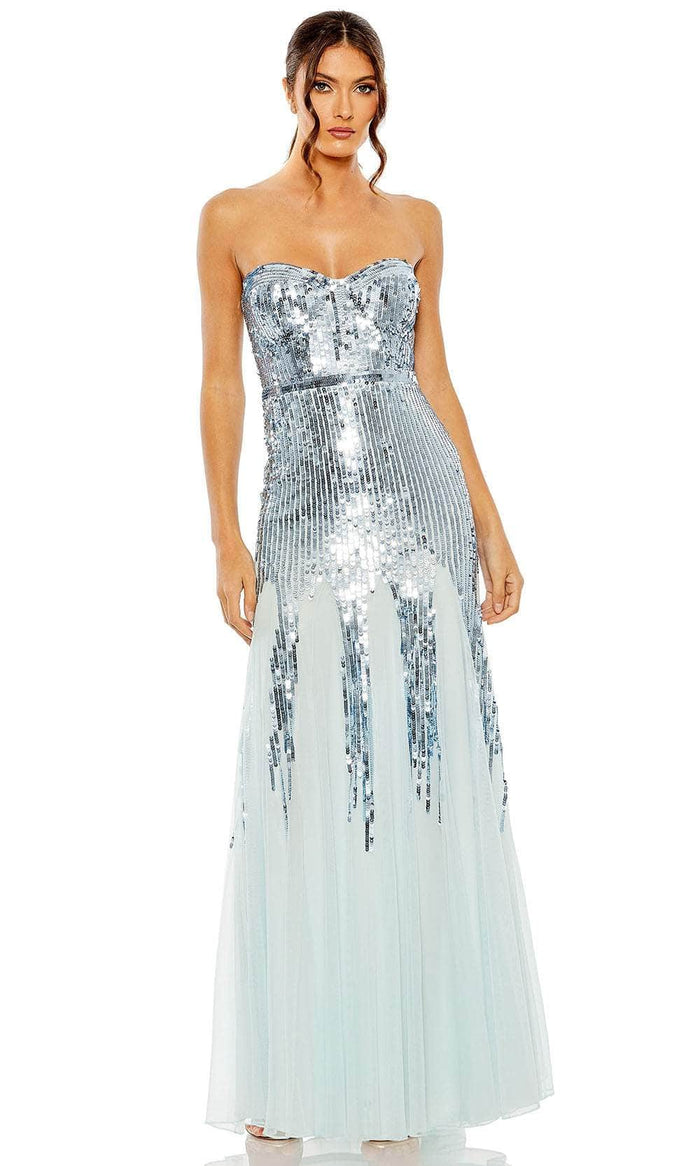Mac Duggal 93959 - Sequined Strapless Evening Dress Evening Dresses 0 / Ice Blue
