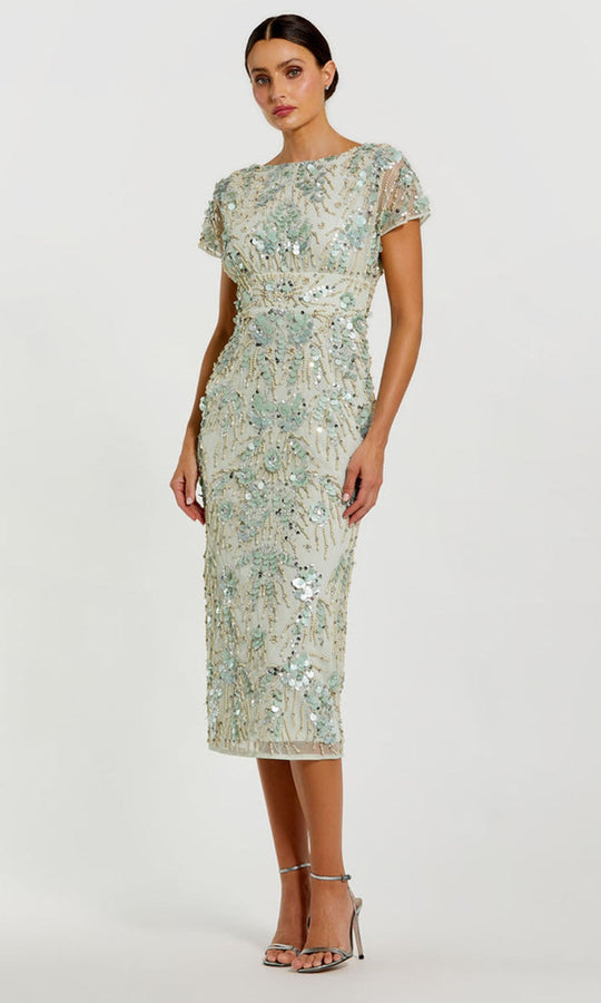 Mac Duggal 94150 - Bateau Embellished Tea-Length Dress