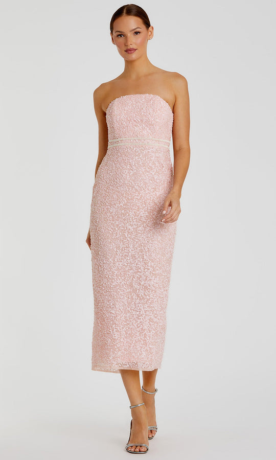 Mac Duggal 94200 - Back Slit Pearl Embellished Midi Dress