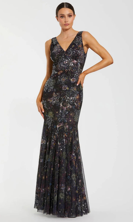 Mac Duggal 94260 - Sequined V-neck Trumpet Evening Dress