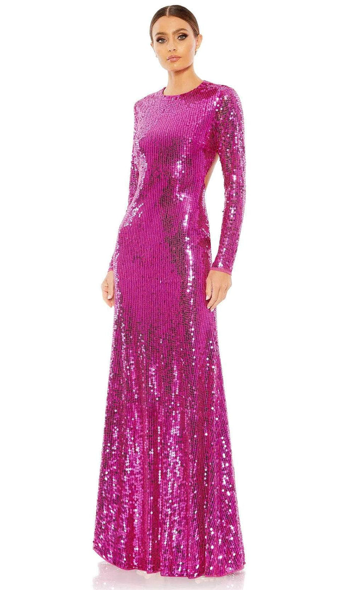 Mac Duggal A10891 - Cutout Back Sequin Evening Dress Prom Dresses 0 / Fuchsia