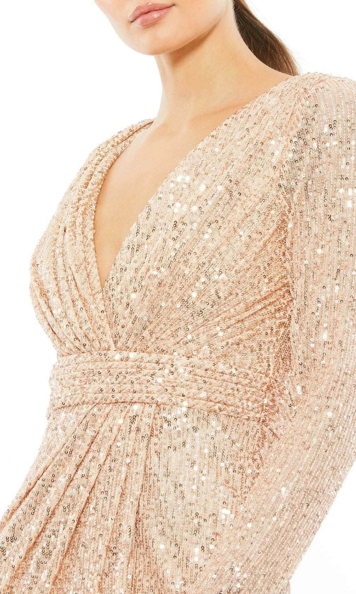 Mac Duggal A26555 - Long Sleeve Sequin Dress Cocktail Dresses 0 / Rose Gold