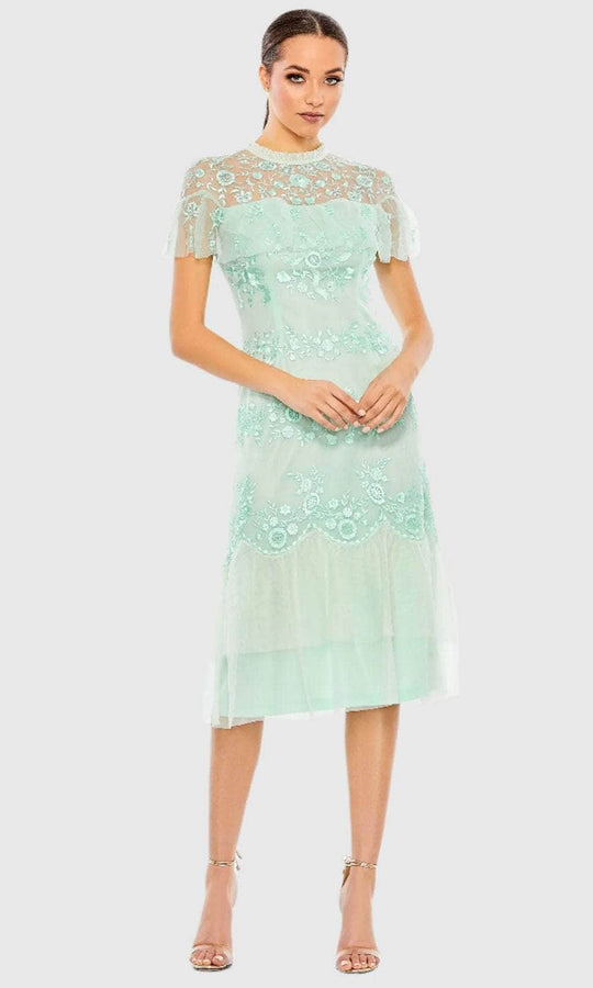 Mac Duggal A35147 - Illusion Short Sleeve Embroidered Evening Dress