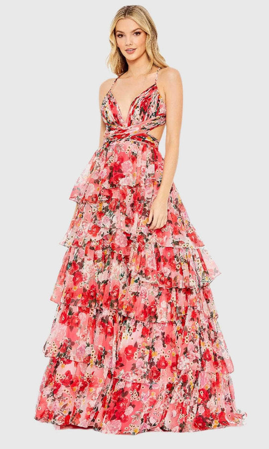 Mac Duggal A67985 - Floral Print Tiered Evening Dress