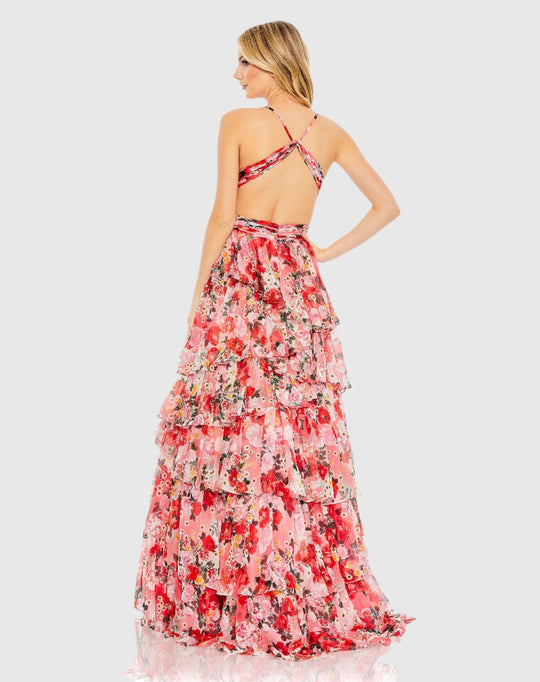 Mac Duggal A67985 - Floral Print Tiered Evening Dress