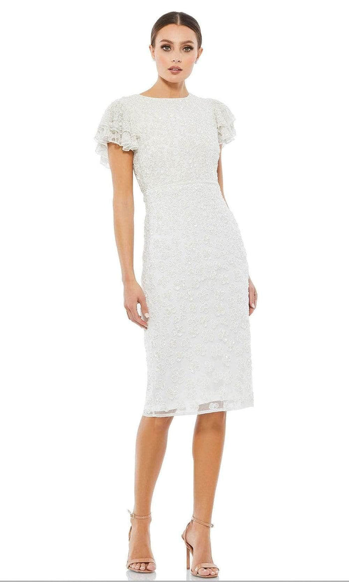 Mac Duggal Cocktail - 10827D Flutter Sleeve Sequin Dress Cocktail Dresses 0 / White