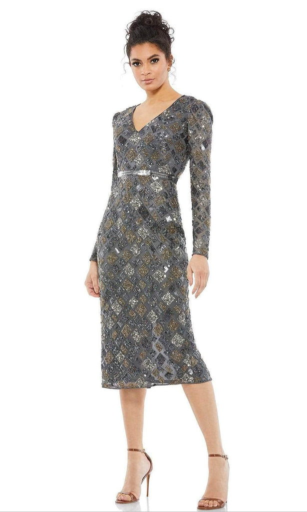 charcoal dresses cocktail Charcoal Puff Sleeve Cocktail Dress