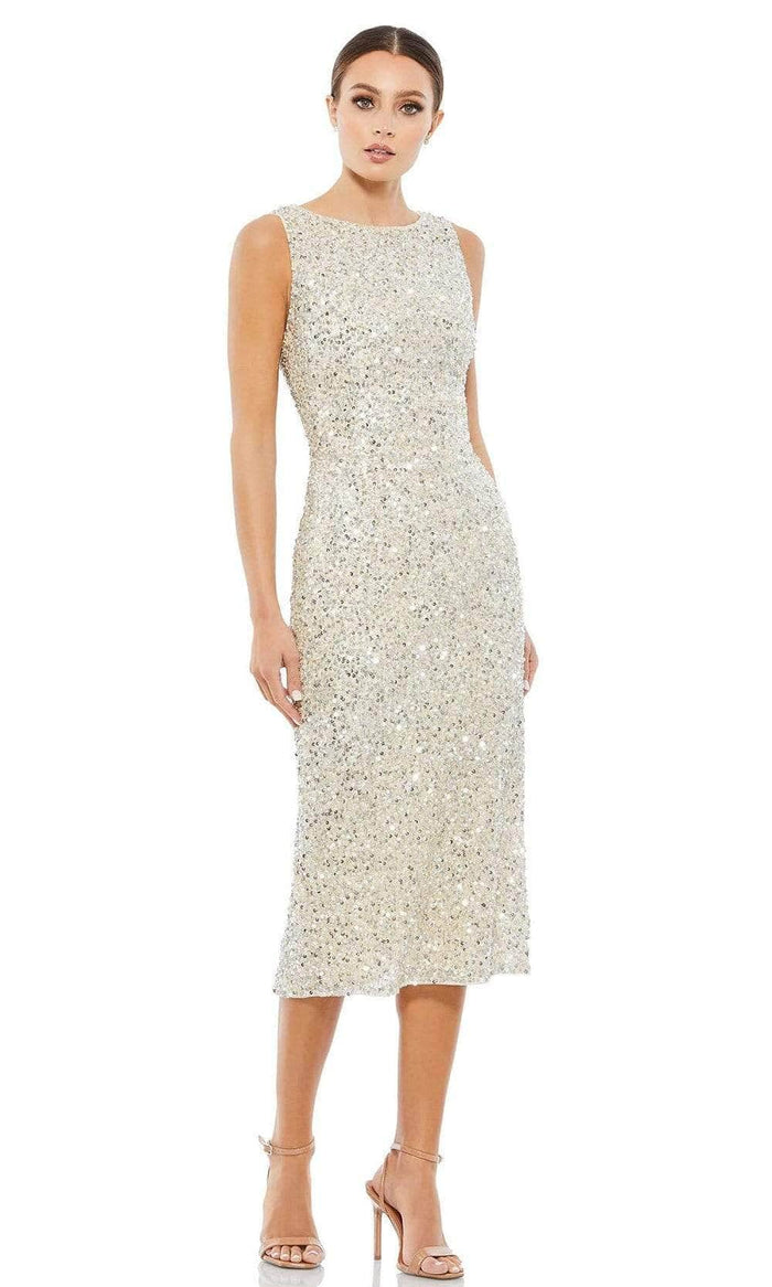 Mac Duggal Cocktail - 5526D Sleeveless Sequined Dress Cocktail Dresses 0 / Silver/Nude