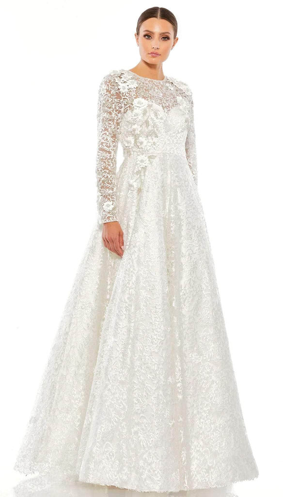 Mac Duggal Embellished Illusion Long Sleeve A-Line Gown - Mocha Mac Duggal Embellished Illusion Long Sleeve A-Line Gown - Mocha