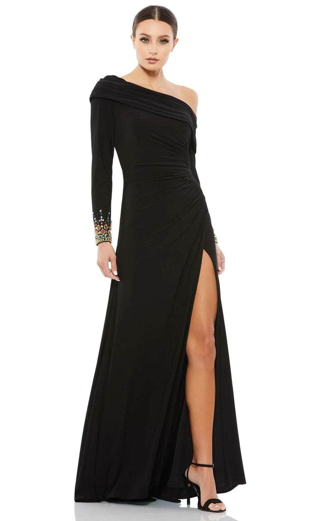 Mac Duggal One-Shoulder Long-Sleeve Gown - Midnight Blue - Size 2 Mac Duggal One-Shoulder Long-Sleeve Gown - Midnight Blue - Size 2