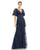 Mac Duggal Evening - 67493D V-Neck Bell Sleeve Embroidered Gown Evening Dresses 2 / Midnight