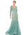 Mac Duggal Evening - 79291D Long Sleeve Sheer Laced Long Dress Mother of the Bride Dresses 4 / Sage