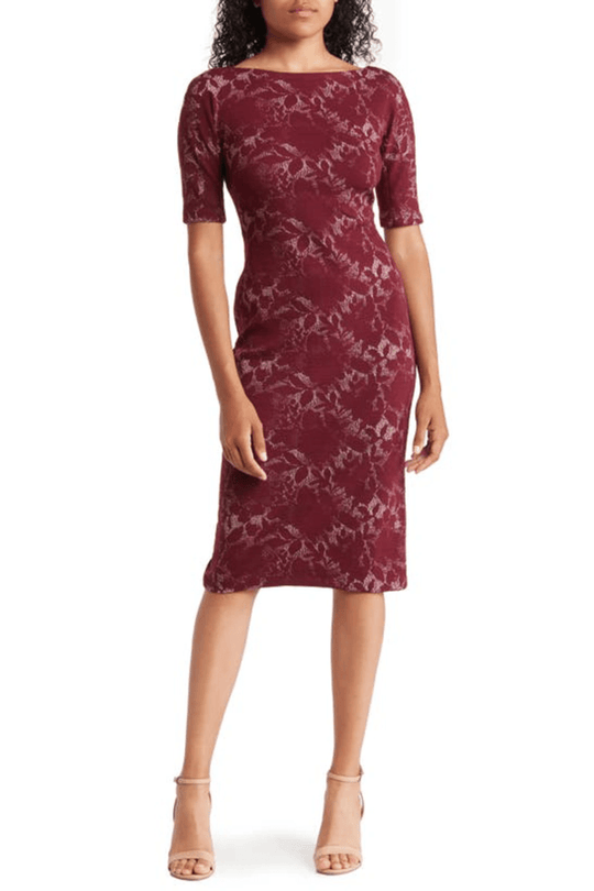 Maggy London G3202M - Bateau Texture Printed Formal Dress