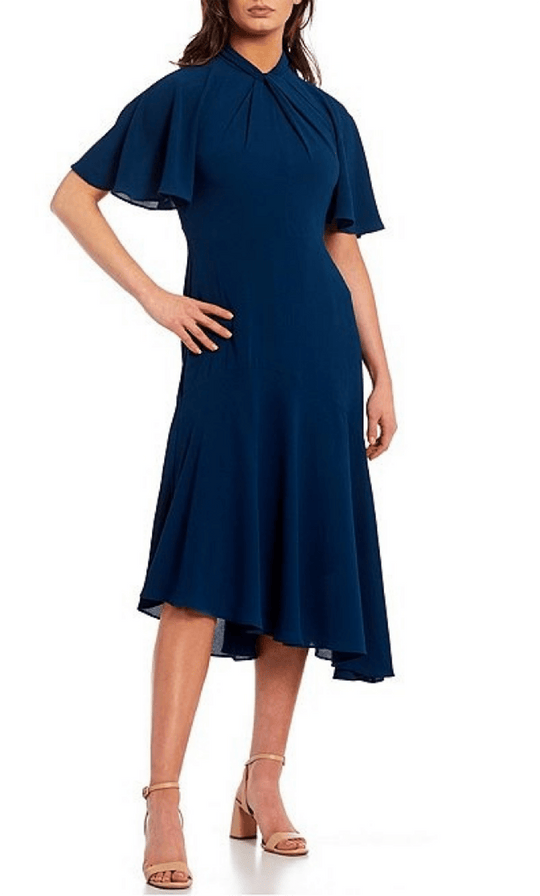 Maggy London G3570M - High Neck Asymmetrical Hem Formal Dress
