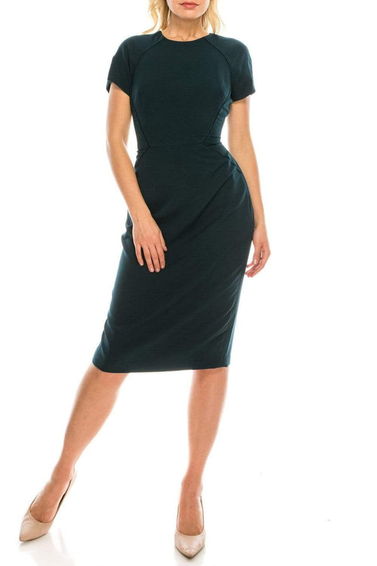 Maggy London - G3849M Short Sleeve Ladder-Trimmed Sheath Dress