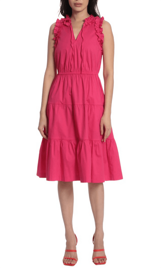 Maggy London G5174M - Ruffled Sleeve Midi Dress
