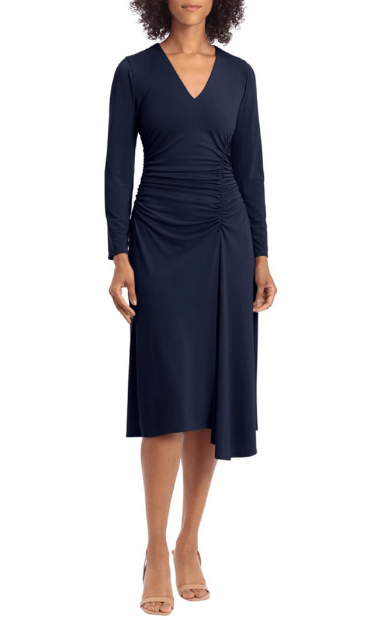 Maggy London GT577M - V-Neck Gathered Waist Formal Dress