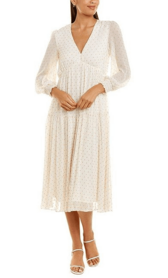 Maison Tara 58118MA - Bishop Sleeve Dot Print Cocktail Dress