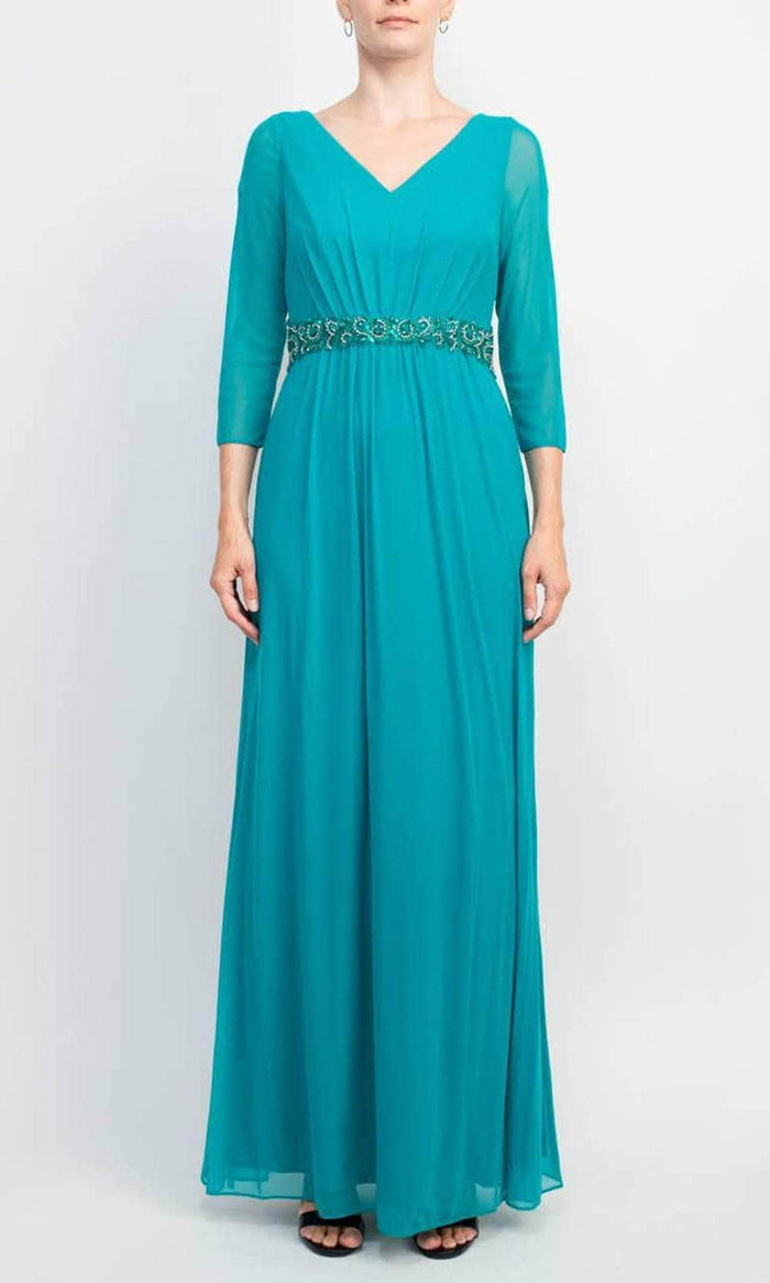 Marina 267155 - Embellished Waist Evening Dress Special Occasion Dress 4 / Green