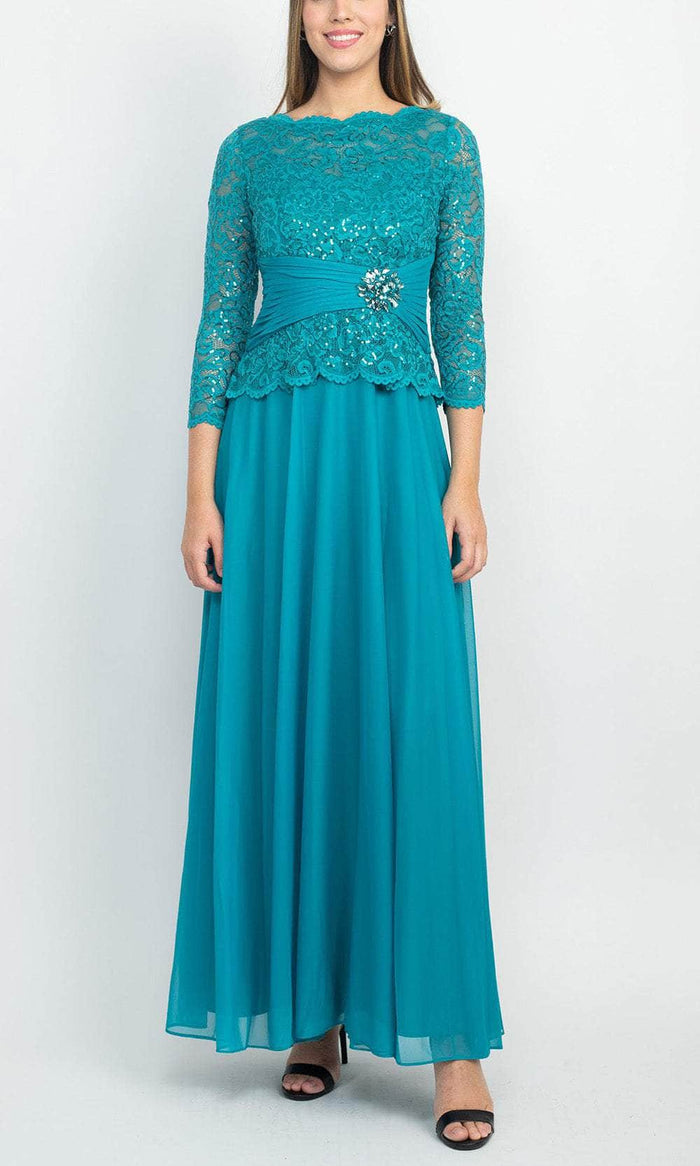 Marina 267240 - Bateau Sequin Lace Formal Dress Special Occasion Dress 4 / Jade