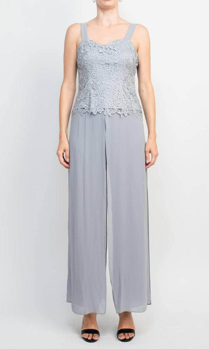 Marina 267445 - Sweetheart Lace Sleeveless Jumpsuit Formal Pantsuits 4 / Silver