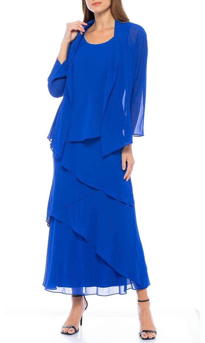 Marina 267575 - Tiered Sheath Formal Dress Special Occasion Dress 4 / Cobalt