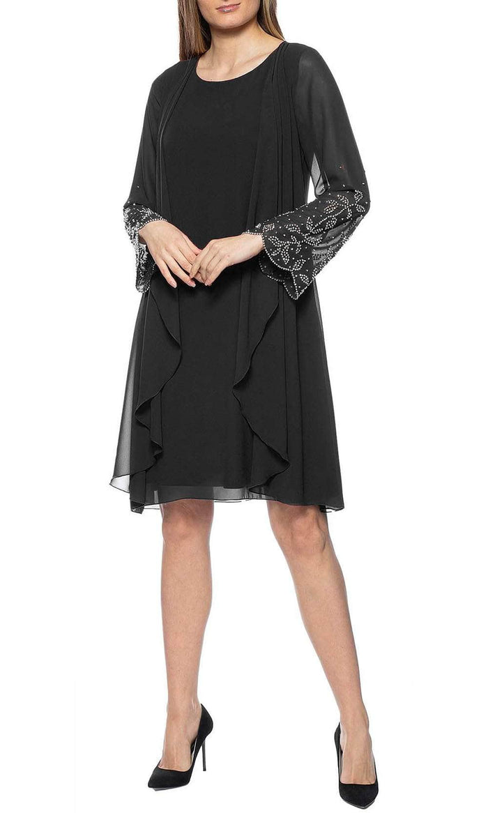 Marina 267797 - Embellished Sleeve Formal Dress Special Occasion Dress 4 / Black
