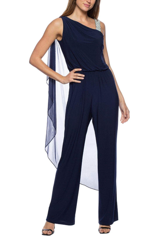 Marina 268281 - Rhinestone Strap Asymmetric Jumpsuit Special Occasion Dress