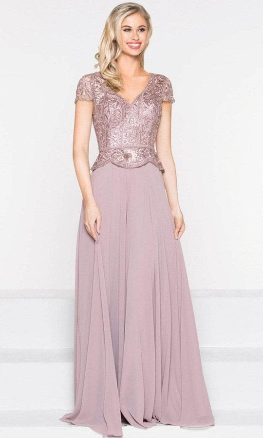 Marsoni by Colors - Embroidered Peplum Formal Gown M243