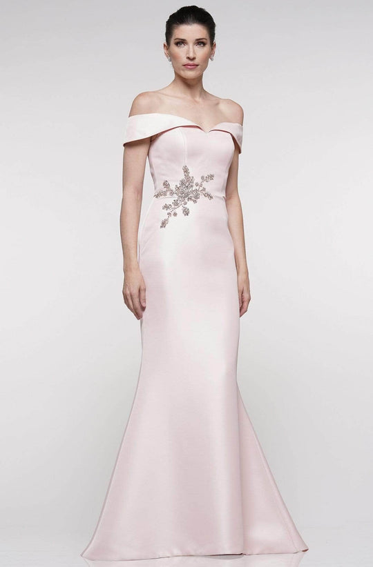 Marsoni by Colors - Jewel Accent Off-Shoulder Mermaid Gown MV1003